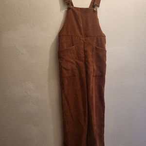Brown Corduroy Overalls by Shein